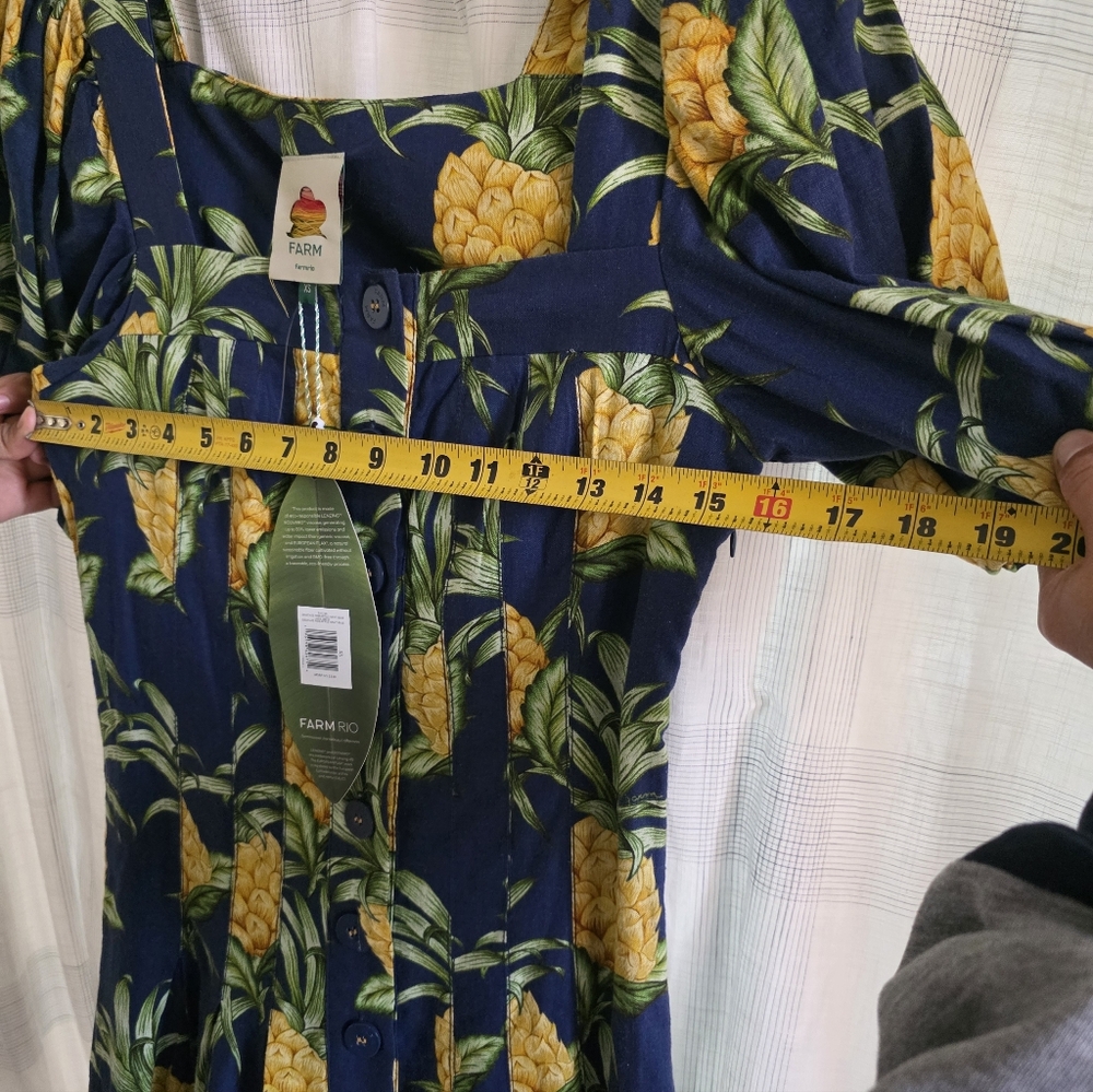 FARM Rio Navy Pineapple Print Dress Summer Mini Floral - Picture 3 of 5
